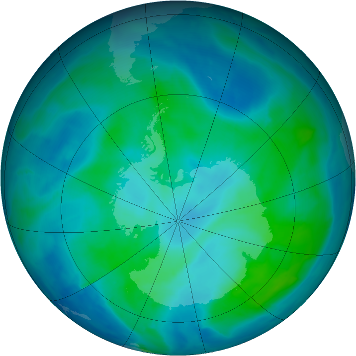 Antarctic ozone map for 19 February 2014